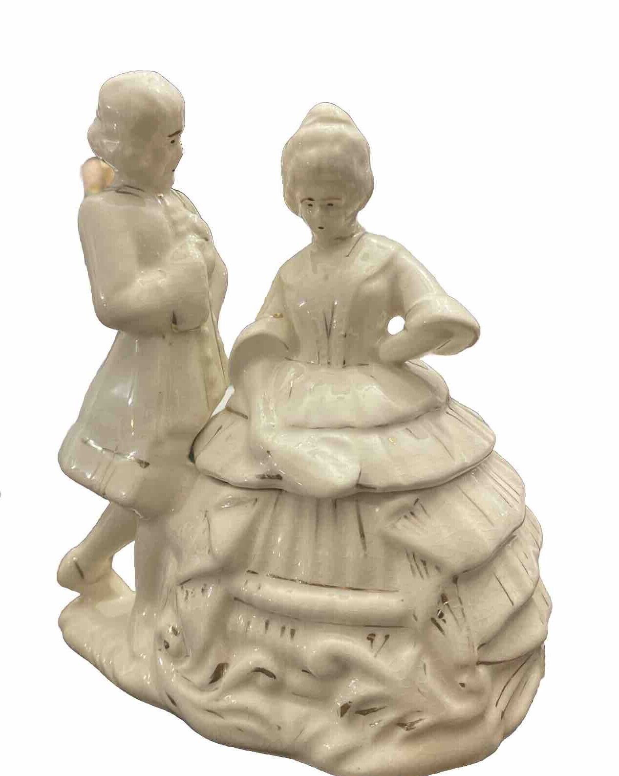 Vintage Victorian Man And Woman Candy Dish Japan *I