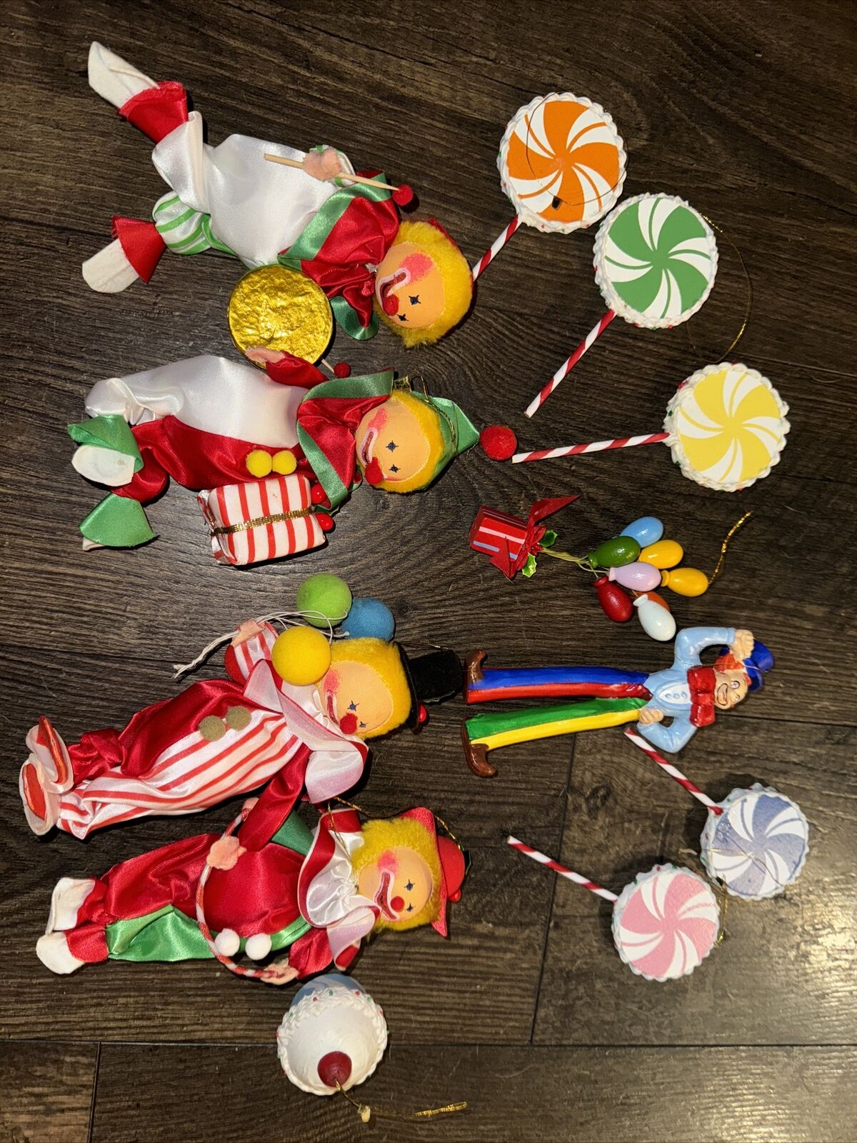 Vintage 1980s Russ Brand Clown Circus Ornaments Made In Taiwan Mixed Lot