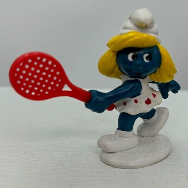 Smurfs 20135 Tennis Smurfette Vtg Smurf Figure 1981 PVC Figurine Schleich Peyo