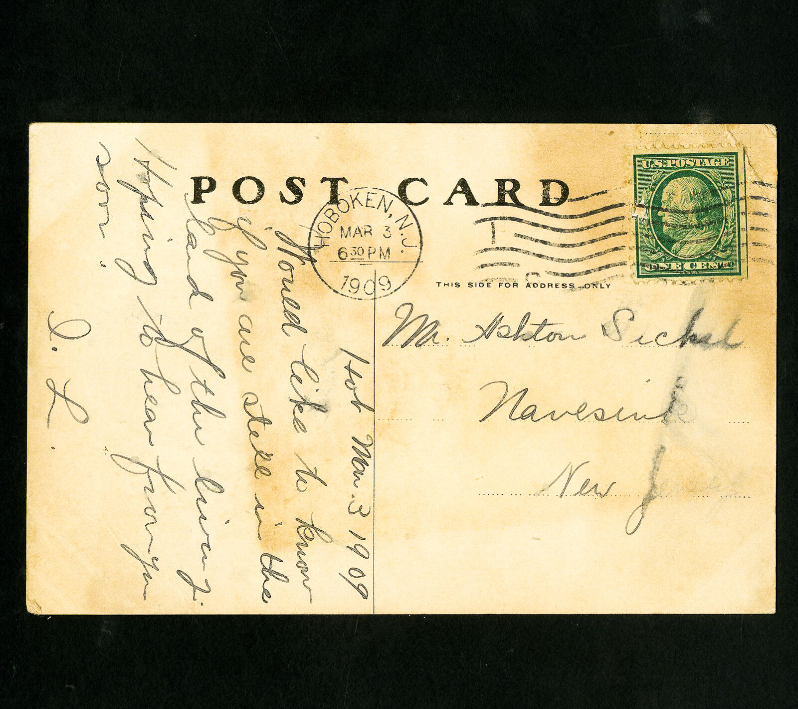 US Stamps Taft Inauguration postcard w/ March 3 1909 postmark