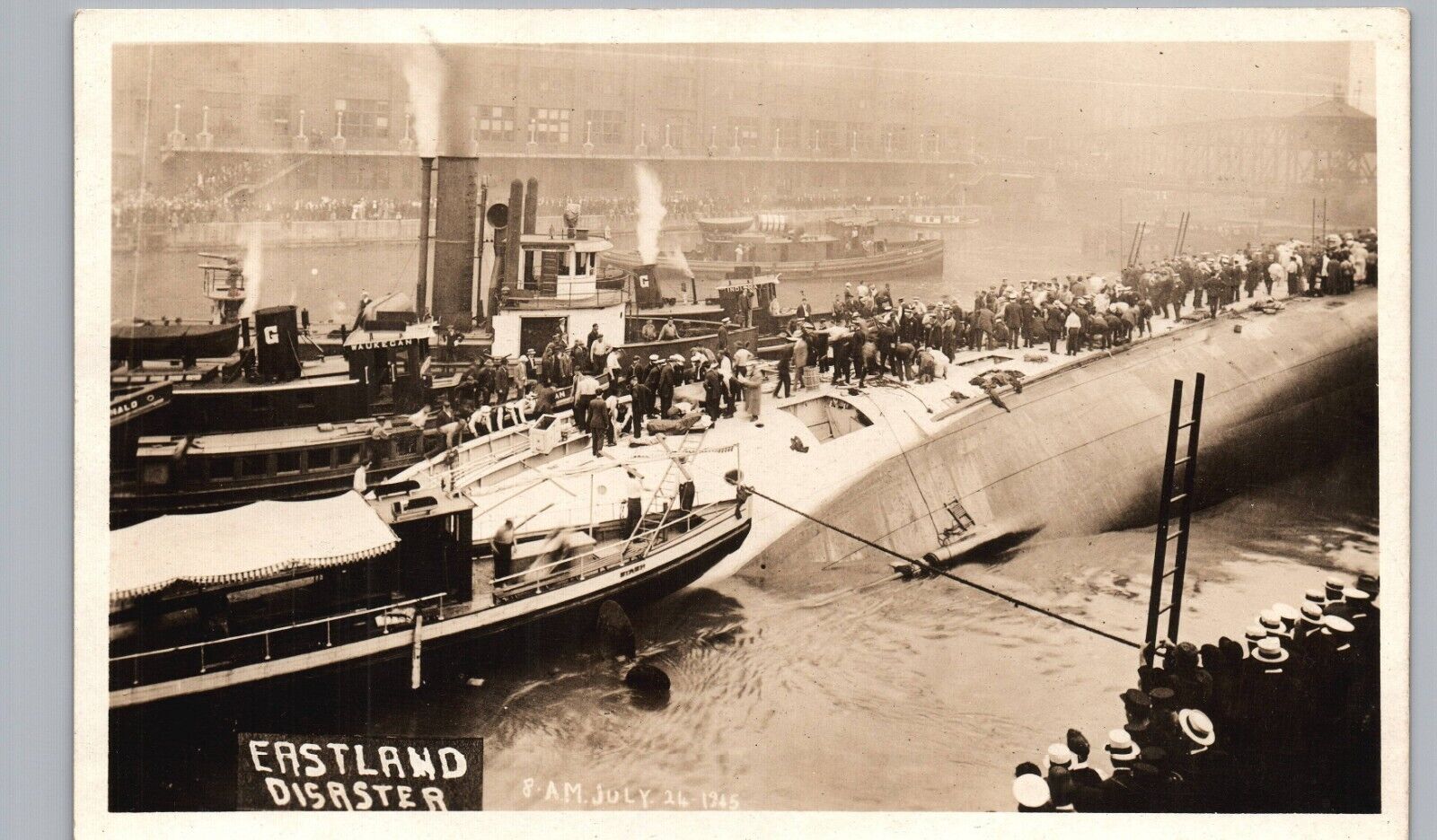 SS EASTLAND DISASTER chicago il real photo postcard rppc deadly ship wreck dead