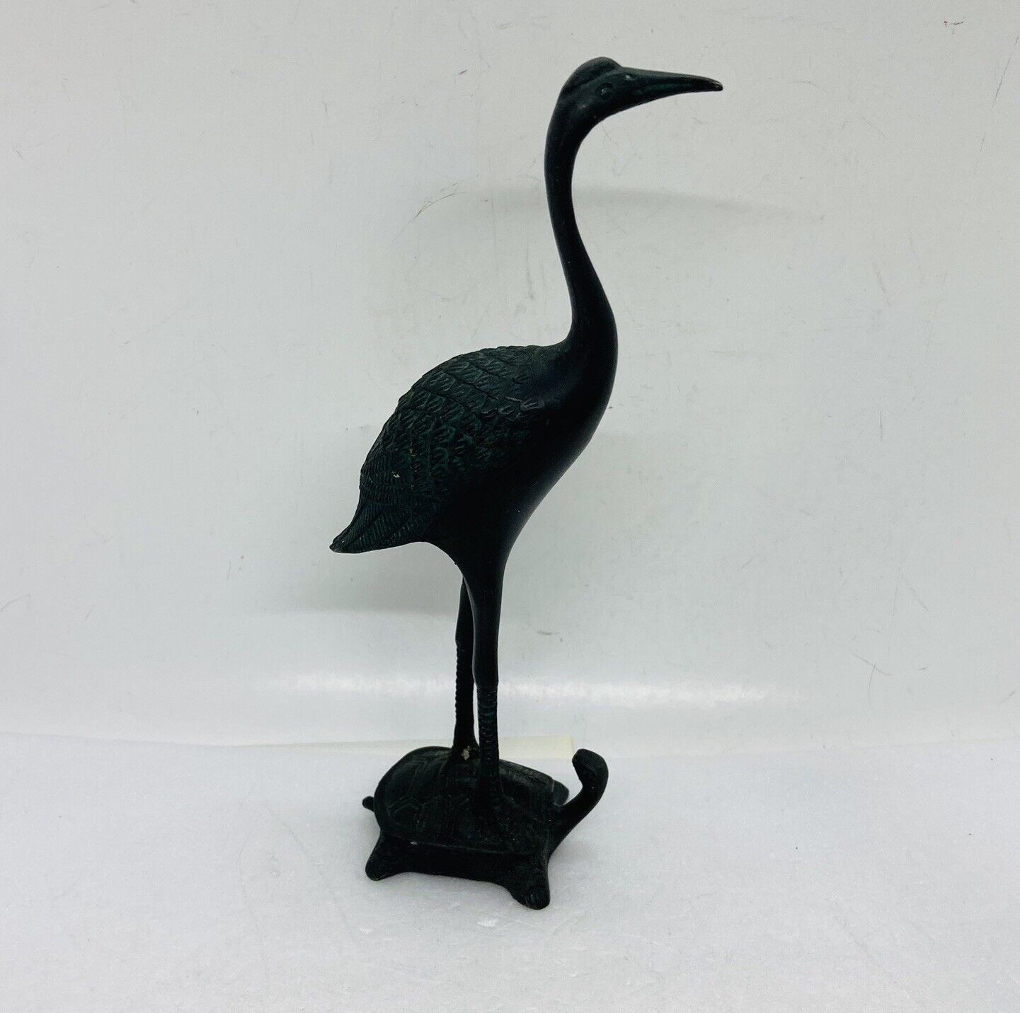 Vintage 1950s Crane Bird Standing On Turtle Figurine Statue 7” Art Decor 33