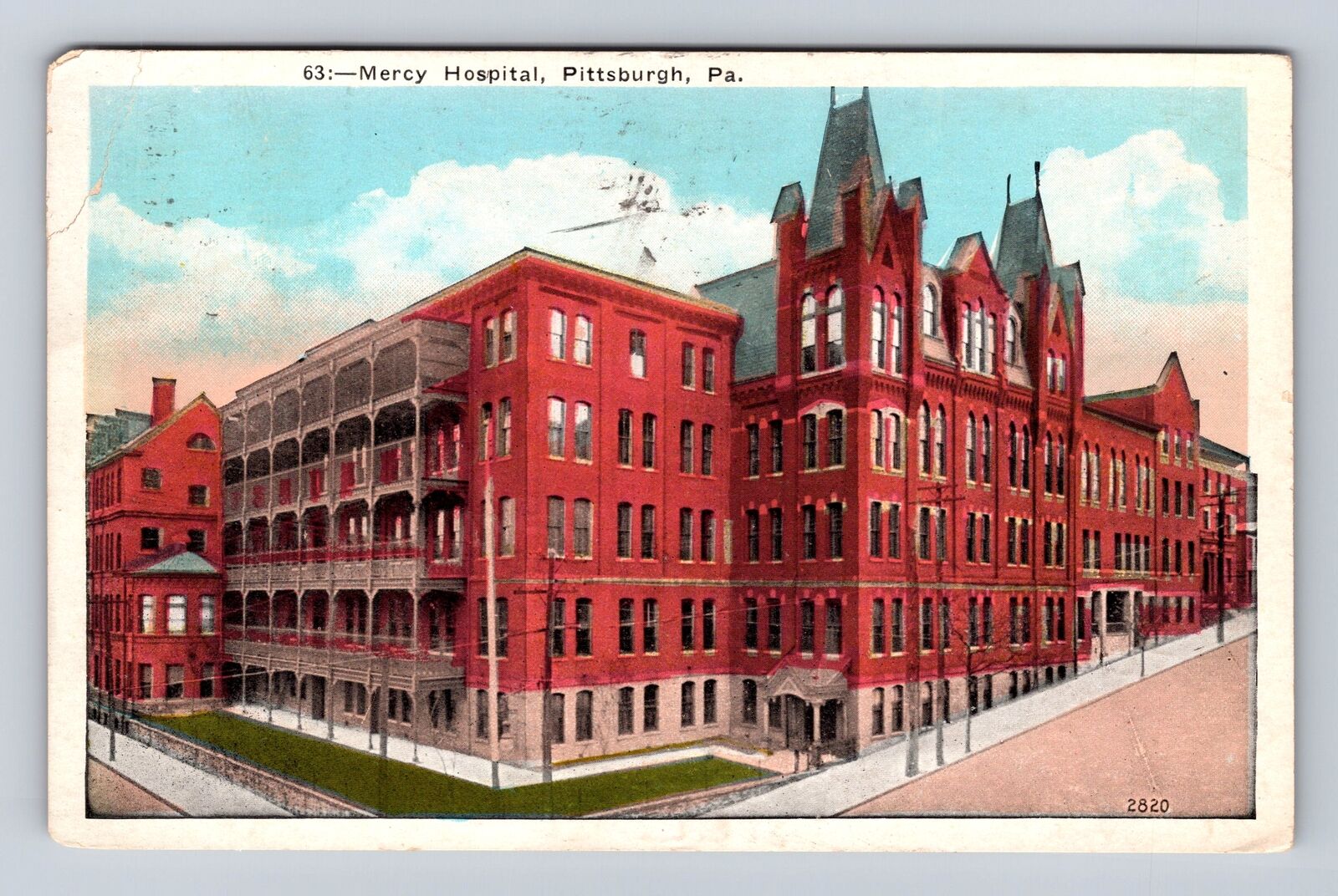 Pittsburgh PA-Pennsylvania, Mercy Hospital, Antique Vintage c1940 Postcard