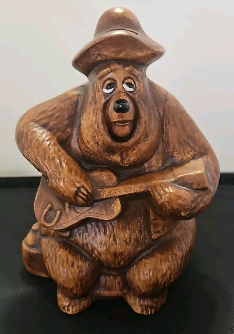 Vintage 1970s Walt Disney Country Bear Jamboree Big Al Ceramic Bank With Stopper