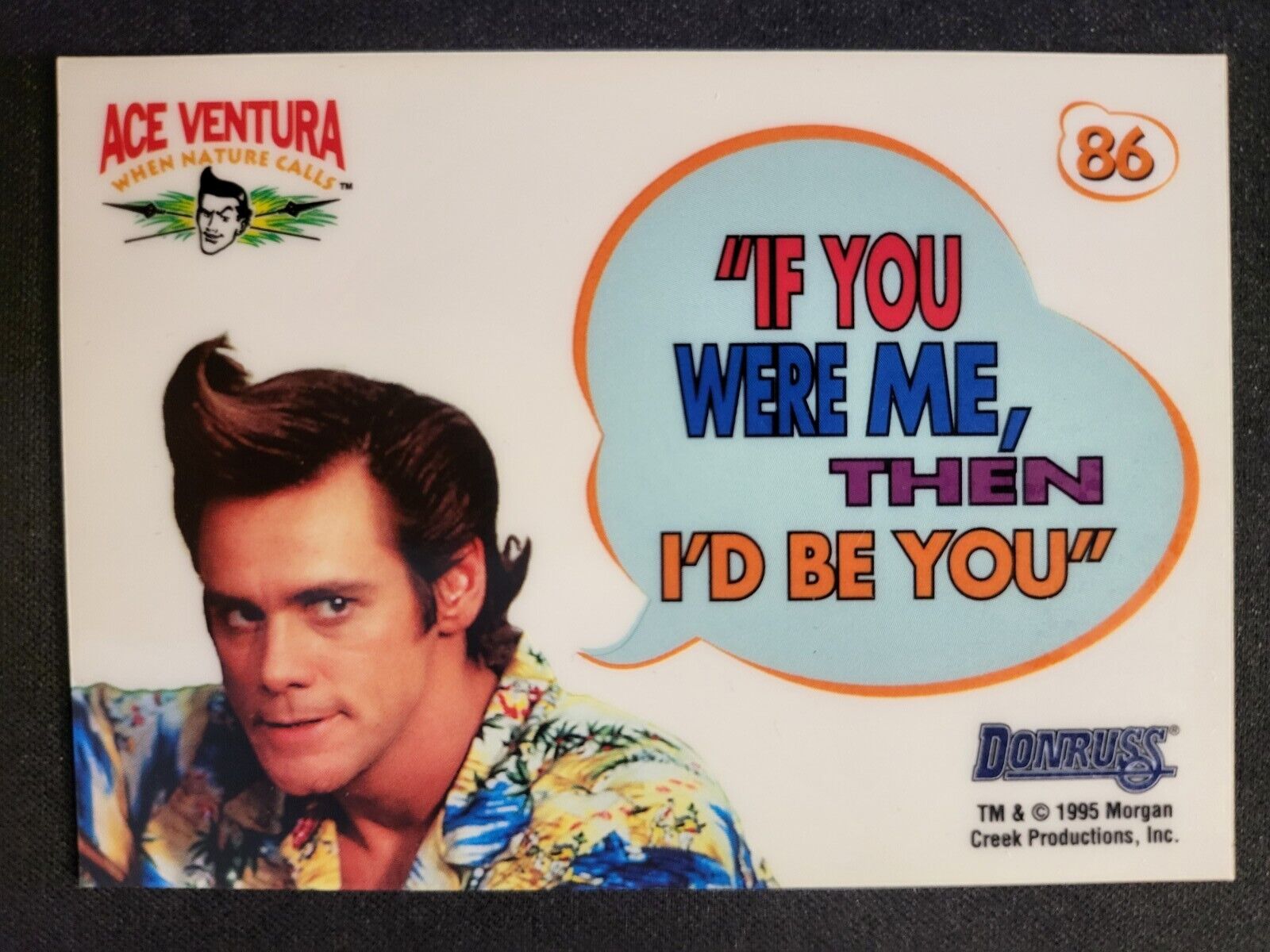 1995 Donruss Ace Ventura Nature Calls STATIC CLING STICKER Jim Carey card #86 