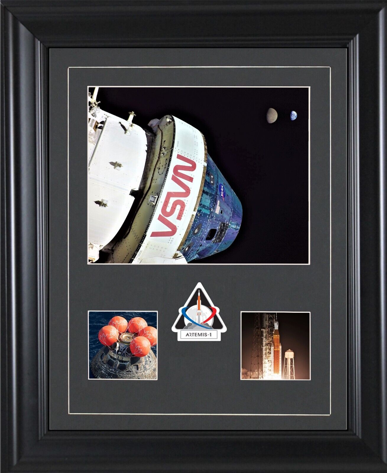 NASA Artemis 1 Orion Spacecraft Space Capsule Crew Vehicle Black Framed Print