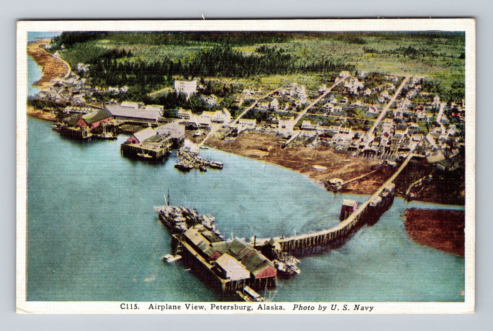 Petersburg AK-Alaska, Aerial View Of City, Antique, Souvenir Vintage Postcard