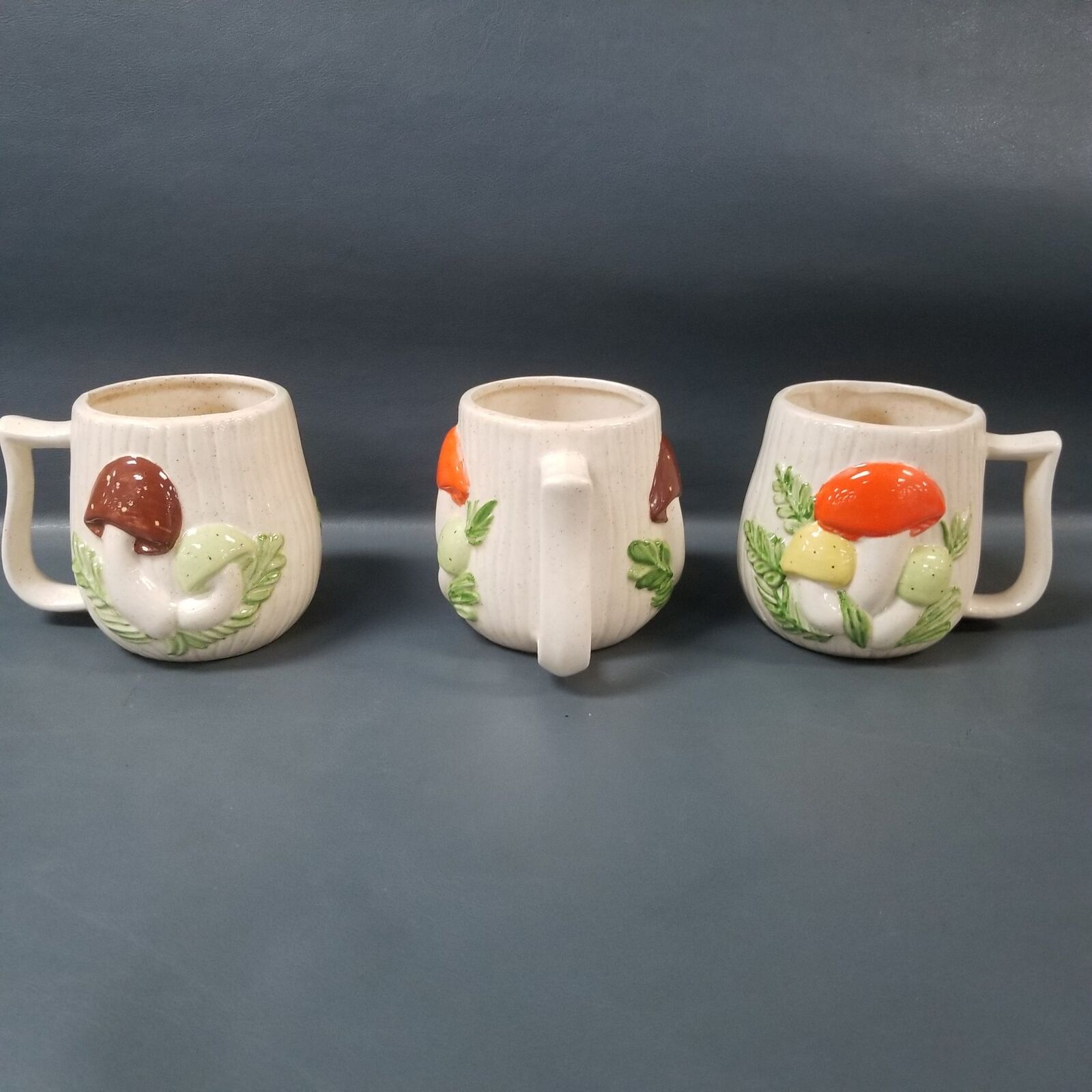 Vintage Set of 3 Arnel's Mushroom Coffee Mugs Cups 1970's