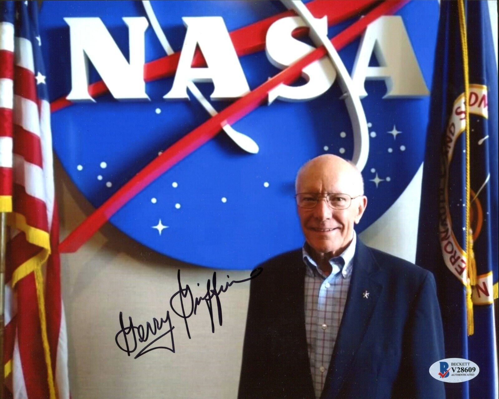 Gerry Griffin Apollo 13 Flight NASA Signed 8x10 Photo Autograph BAS Beckett COA