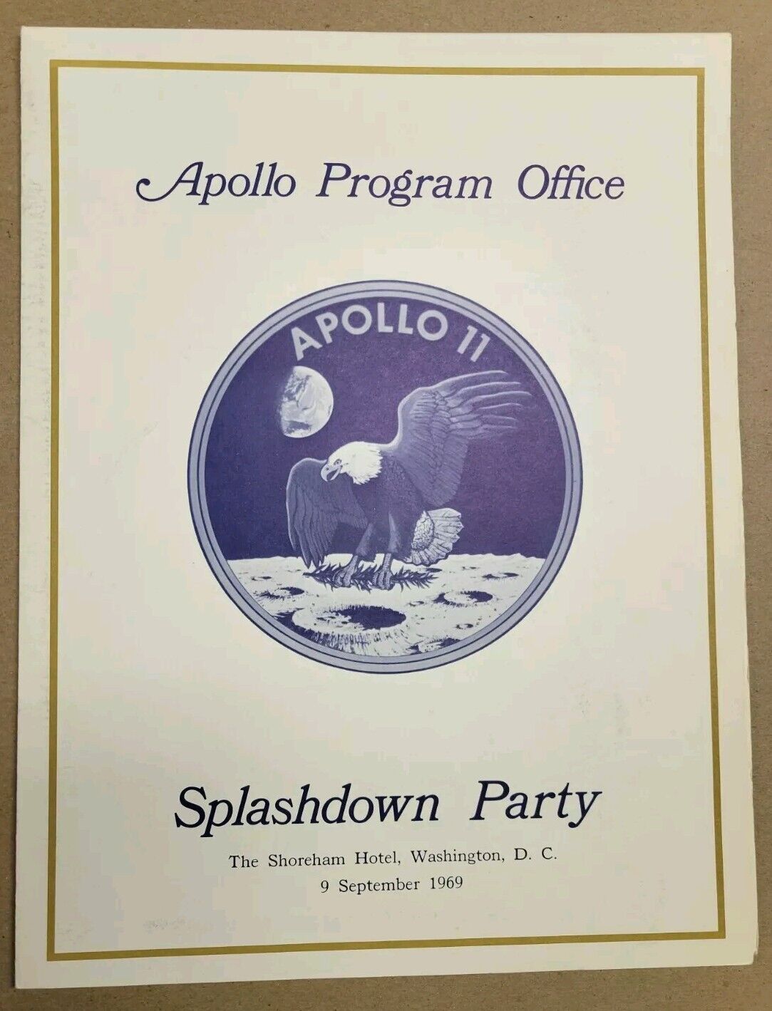 NASA Apollo 11 Splashdown Party Program And Signed Astronaut Photo