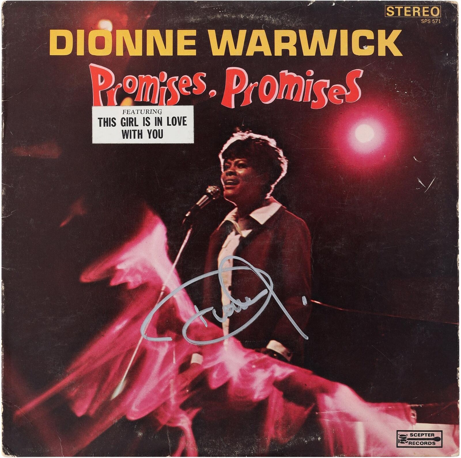 Dionne Warwick Autographed Promises, Promises Album BAS