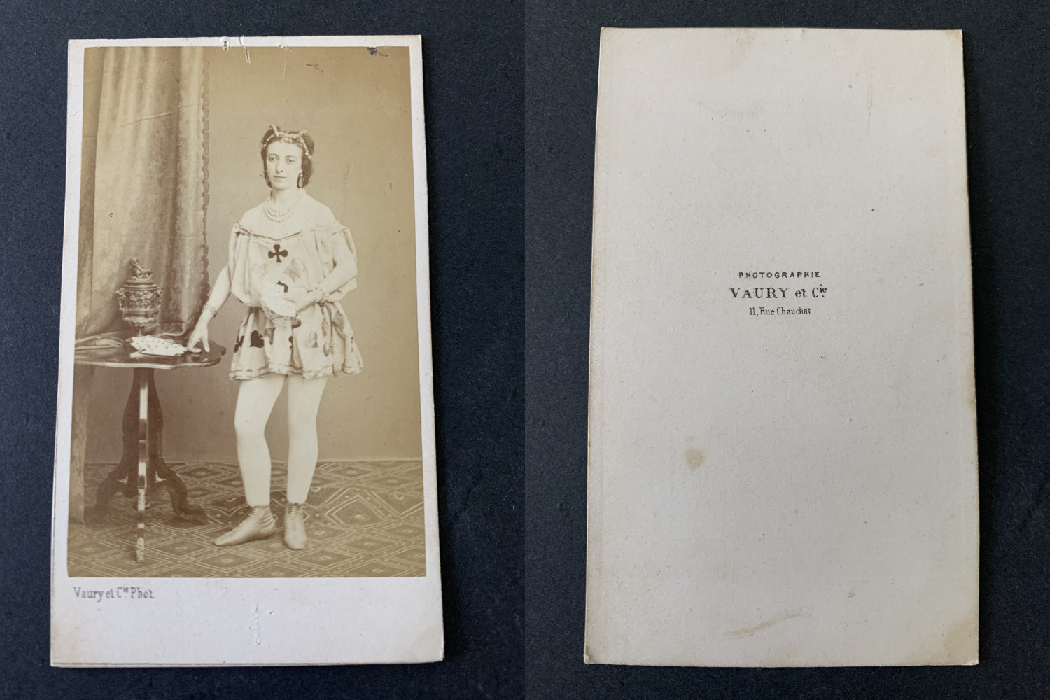 Vaury, Paris, Actress ID, Lady of Clover Vintage Albumen Print CDV.