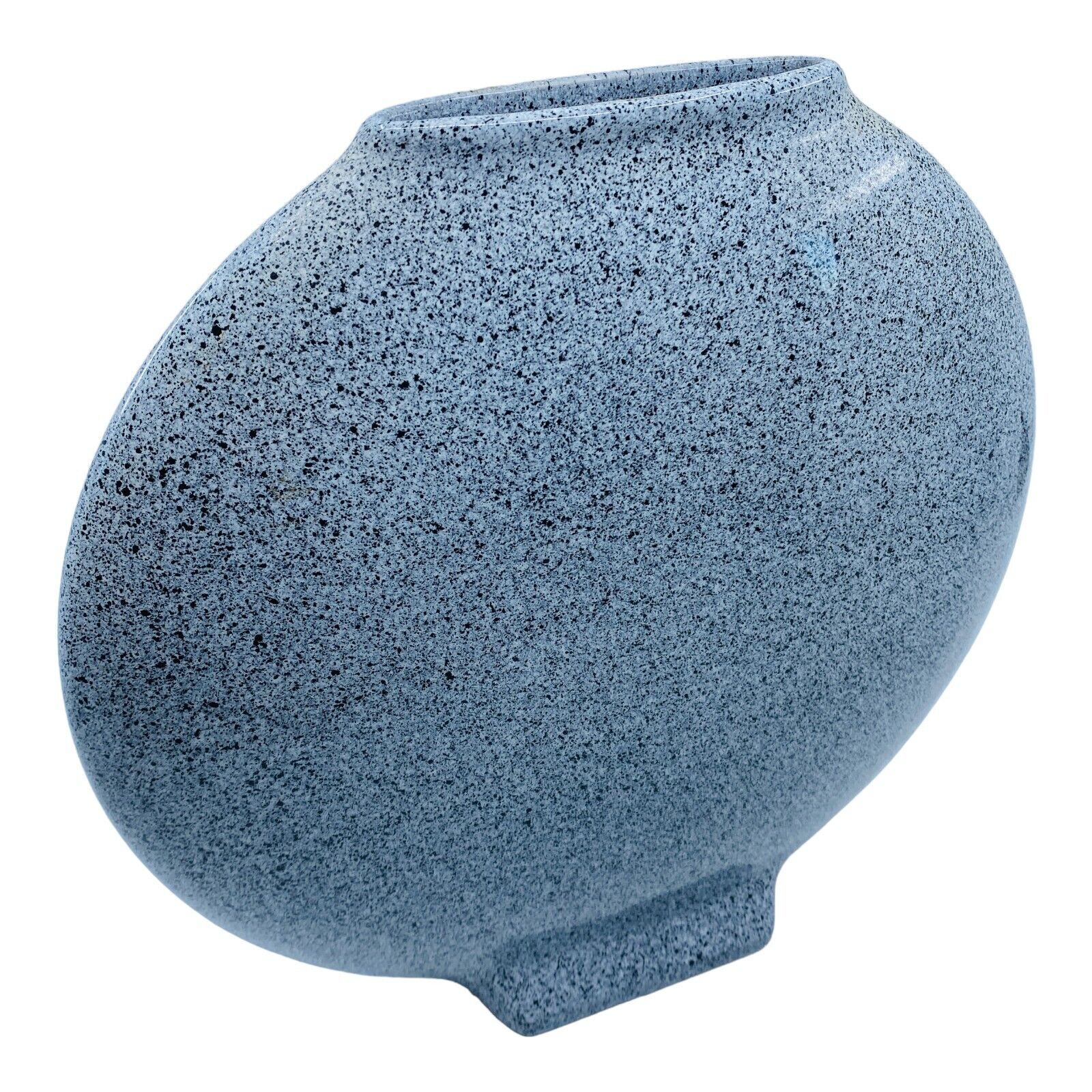 Vintage Dante Baldelli Ceramic Granite Speckled Glaze Round Vase Italy 1980s