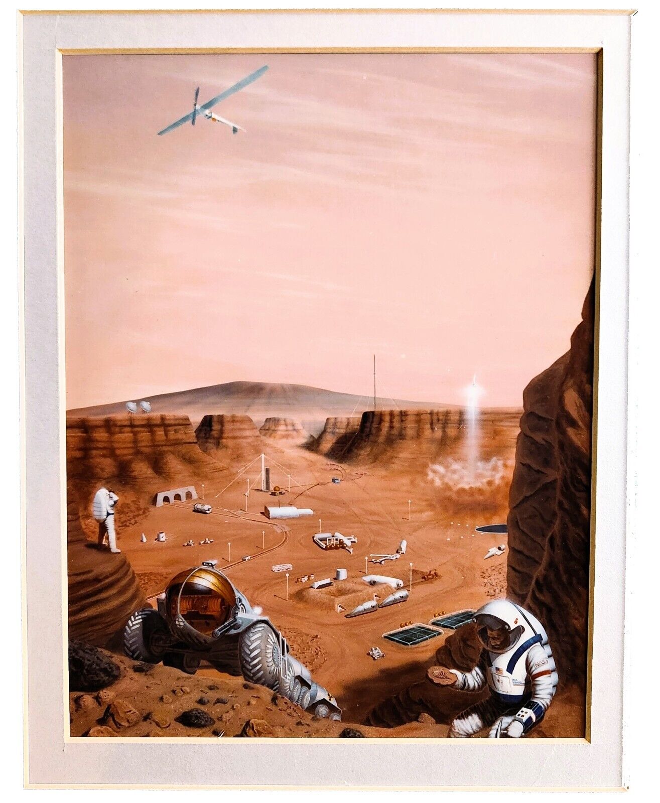 NASA 12x10 'Mars Exploration Center' HOT PRESS Vintage Space Art Original ART