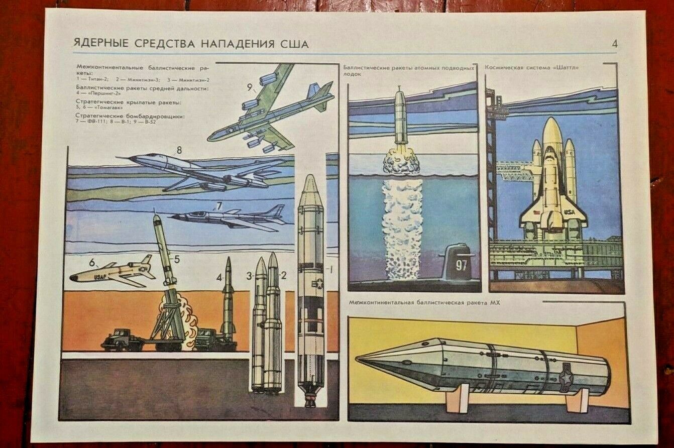 Military Poster space gagarin Red Army Nuclear USSR VTG  Soviet  ORIGINAL #4 