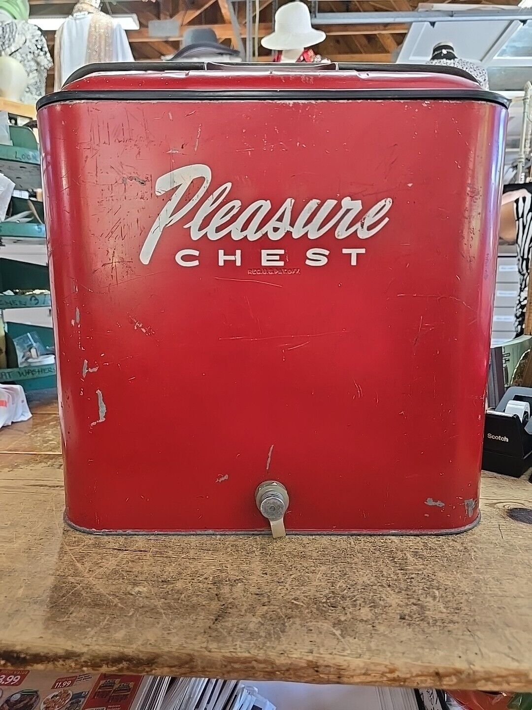  Vintage 1950s Red Pleasure Chest Buddy Ice Chest 