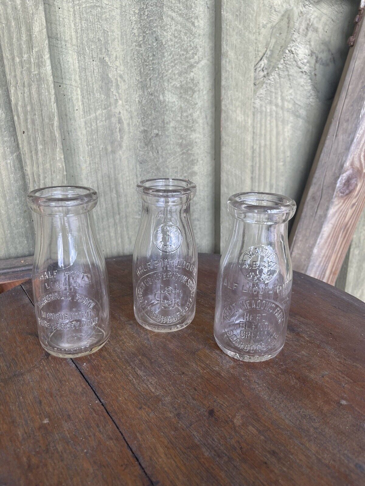 Three Antique Milk Bottles From Maine, Michigan, and Massachusetts