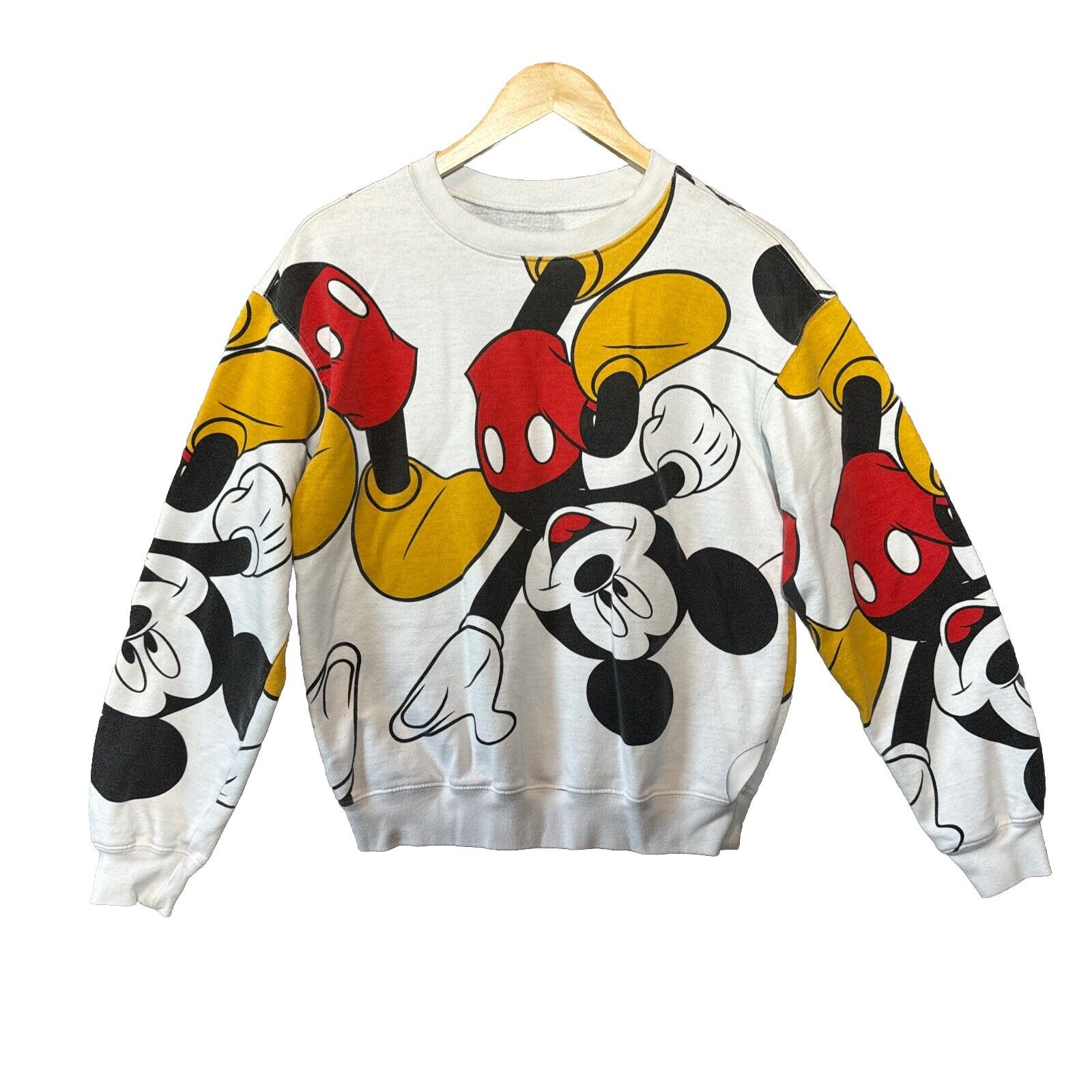 Vintage Mickey Mouse White Sweatshirt Size  Small Crewneck Disney 90