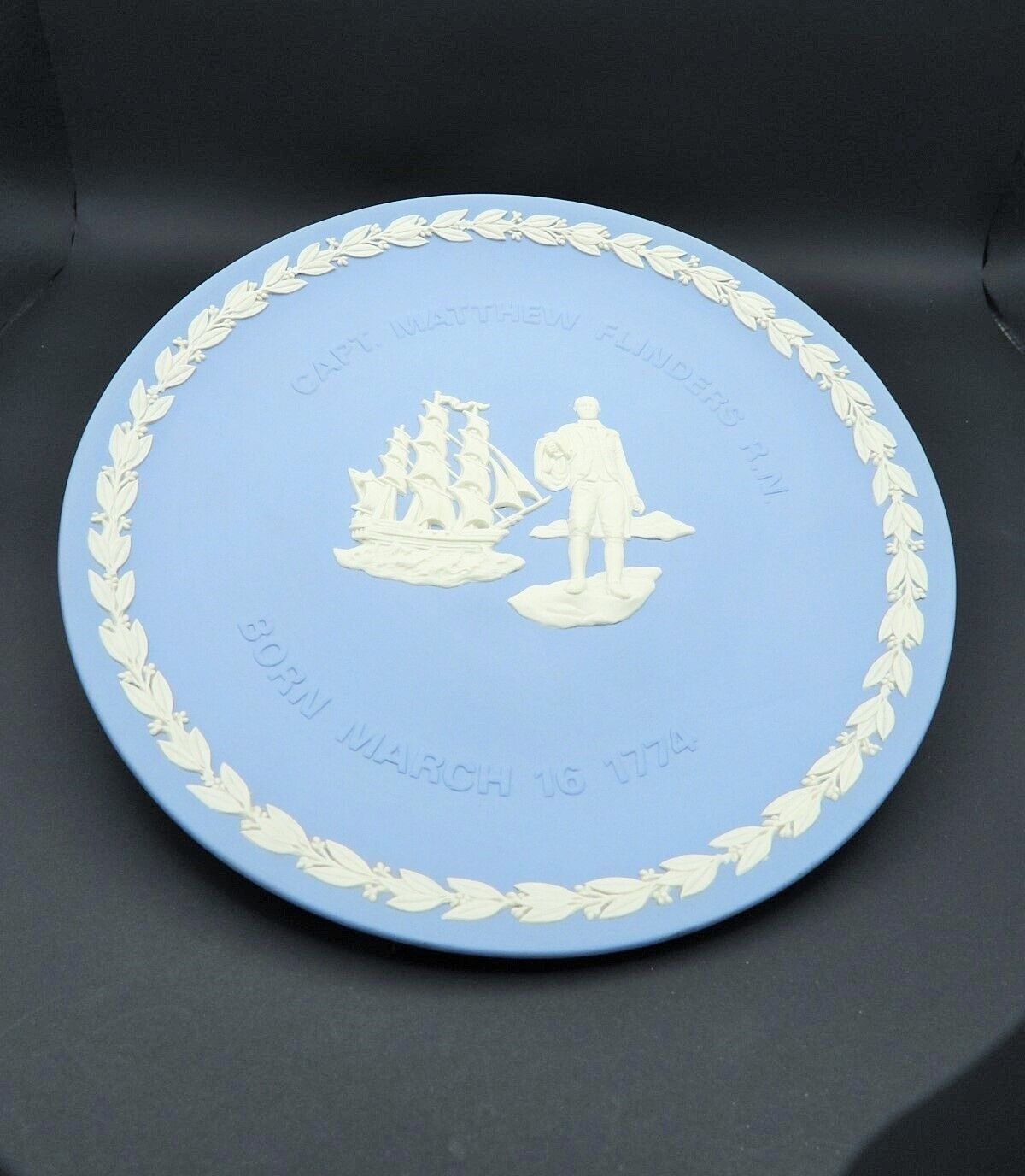Wedgwood Blue Jasperware Capt Matthew Flinders Australia Bicentennial Plate 1974