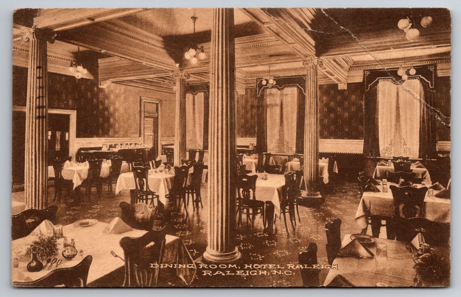 Dining Room Hotel Raleigh Raleigh North Carolina NC Interior 1920 Postcard