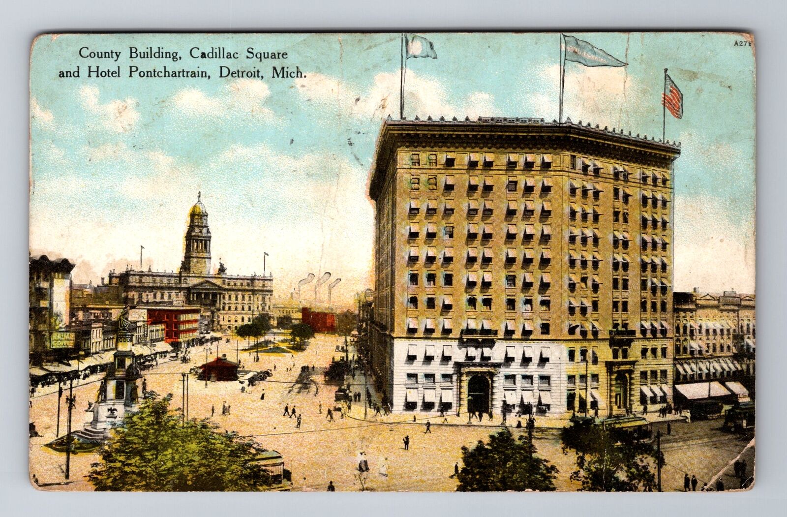 Detroit MI-Michigan, Hotel Pontchartrain, Advertising, c1910 Vintage Postcard