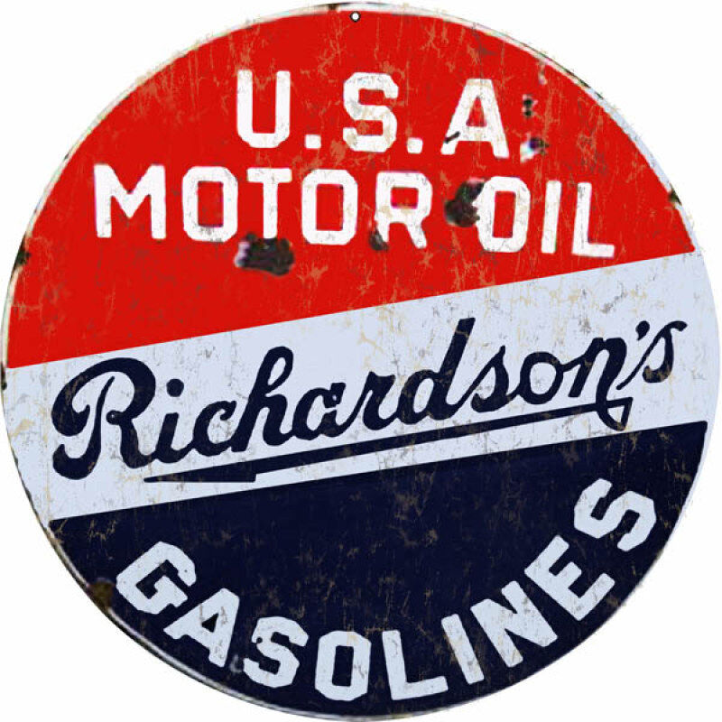 Reproduction Richardson\'s Motor Oil Sign 14 Round