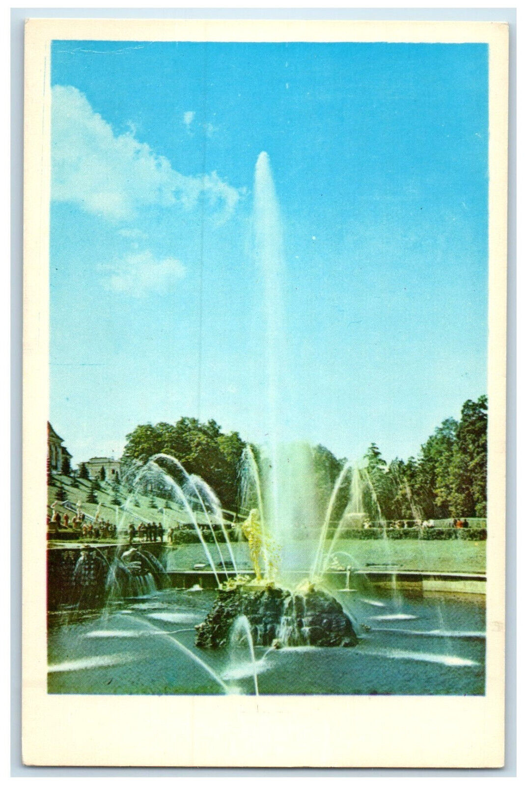 c1950's Petrodvorets Samson Fountain Saint Petersburg Russia Postcard