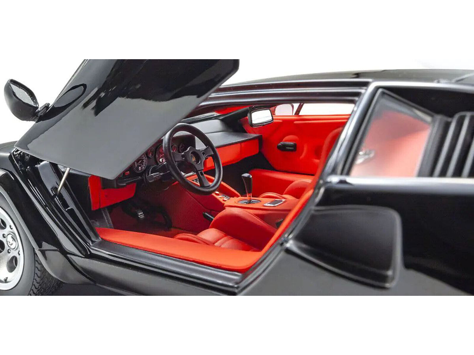 Lamborghini Countach LP 5000 Quattrovalvole Black with Red Interior 1/18 Diecast