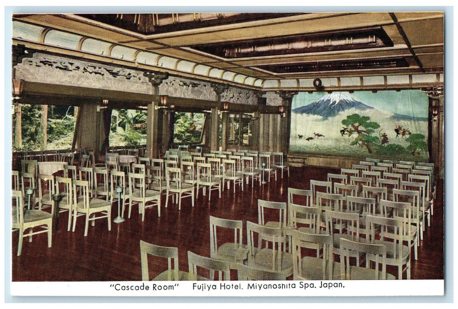 c1950's Cascade Room Miyanoshita Spa Fujiya Hotel Japan Vintage Postcard