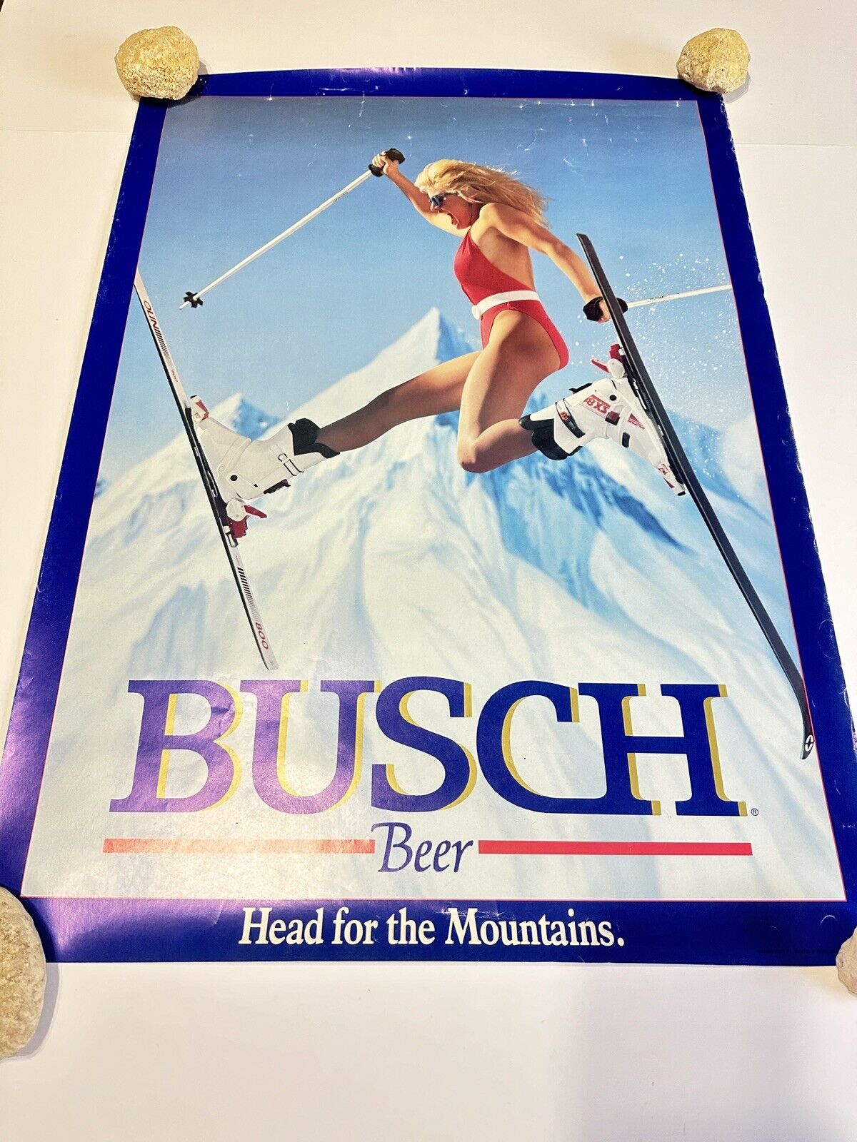 Vintage Busch Beer Poster Bikini ski Girl Be