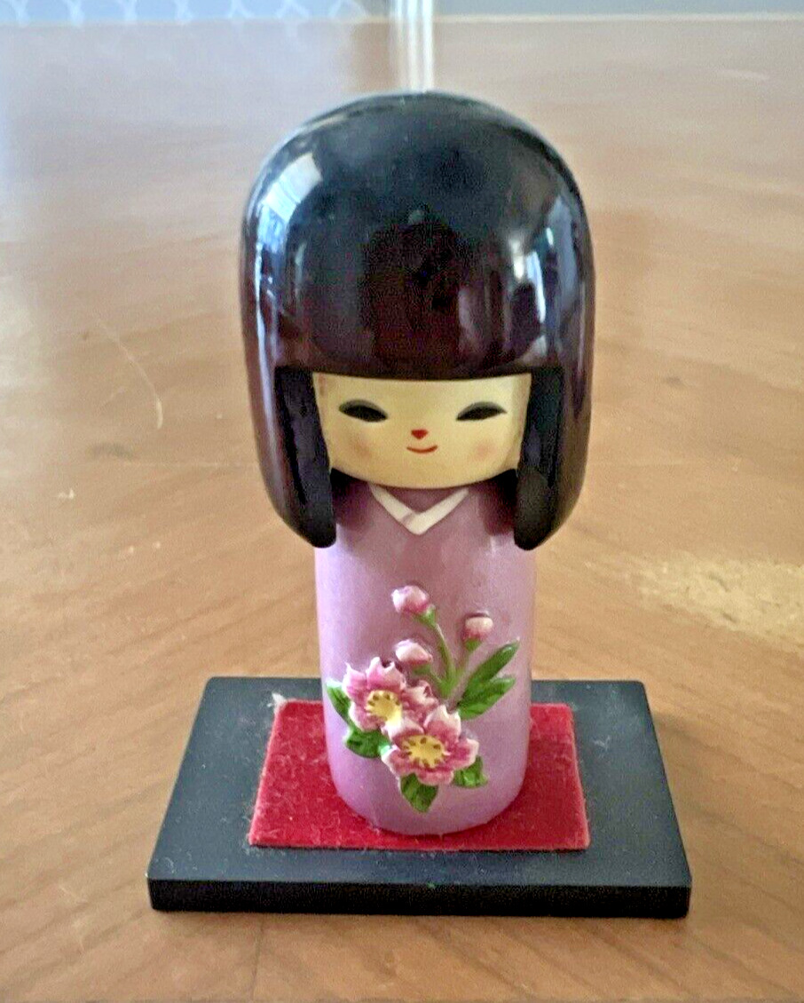 Vintage Kokeshi Mini Doll on Stand 