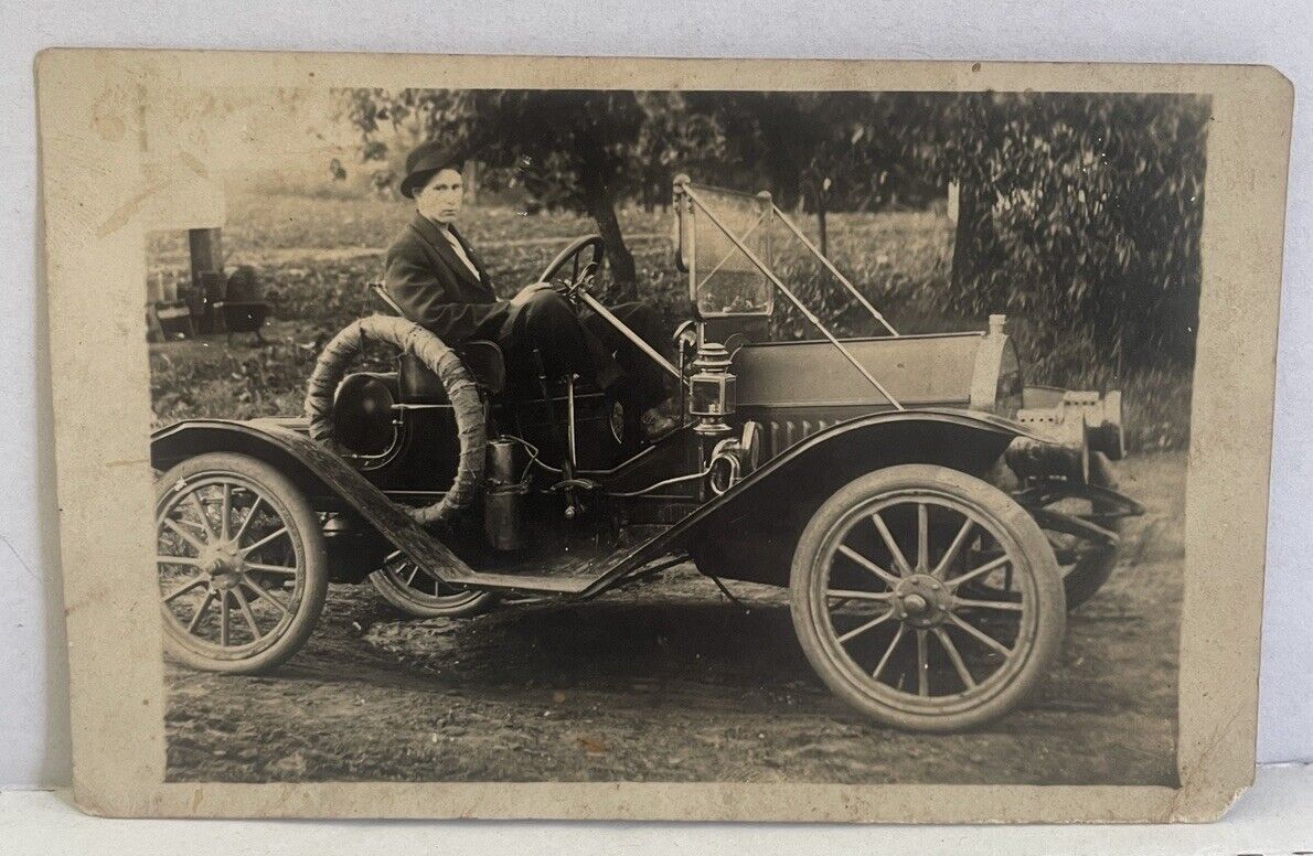 Antique RPPC c1905 Jackson ? Ford ? automobile motor car Real Photo Postcard
