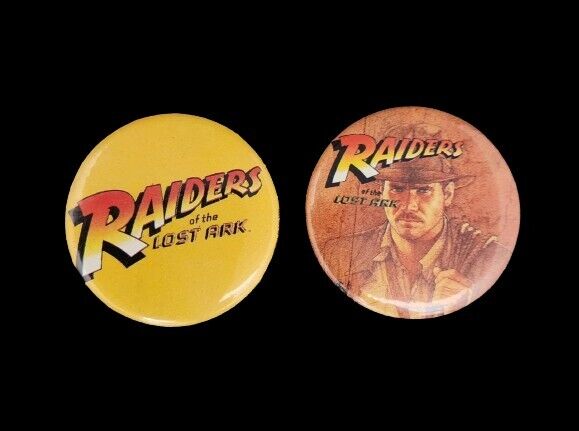 Raiders Of The Lost Ark Vintage UK PROMO Pin Badges - 1981 Lucasfilm 