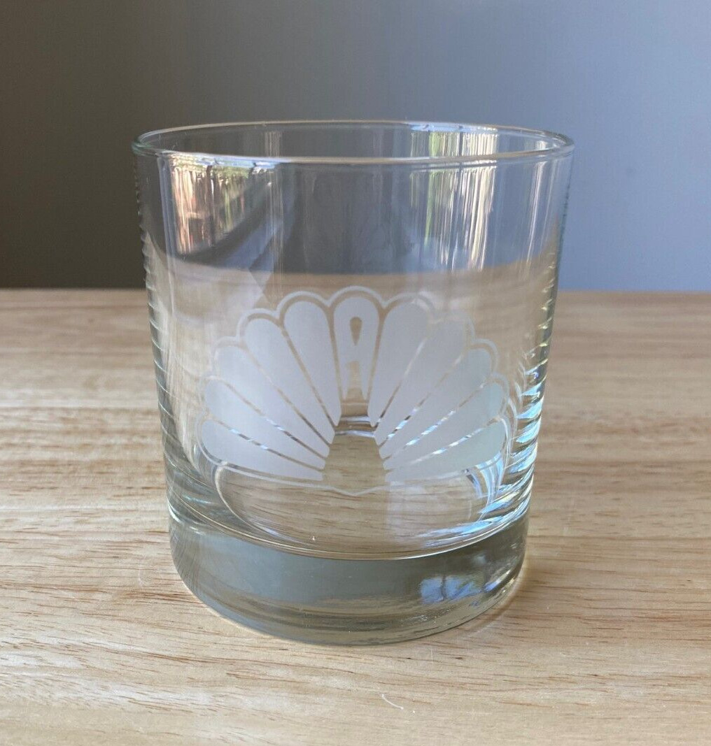 Vintage NBC Frosted Peacock Logo Rocks Glass - EUC - 2 Available
