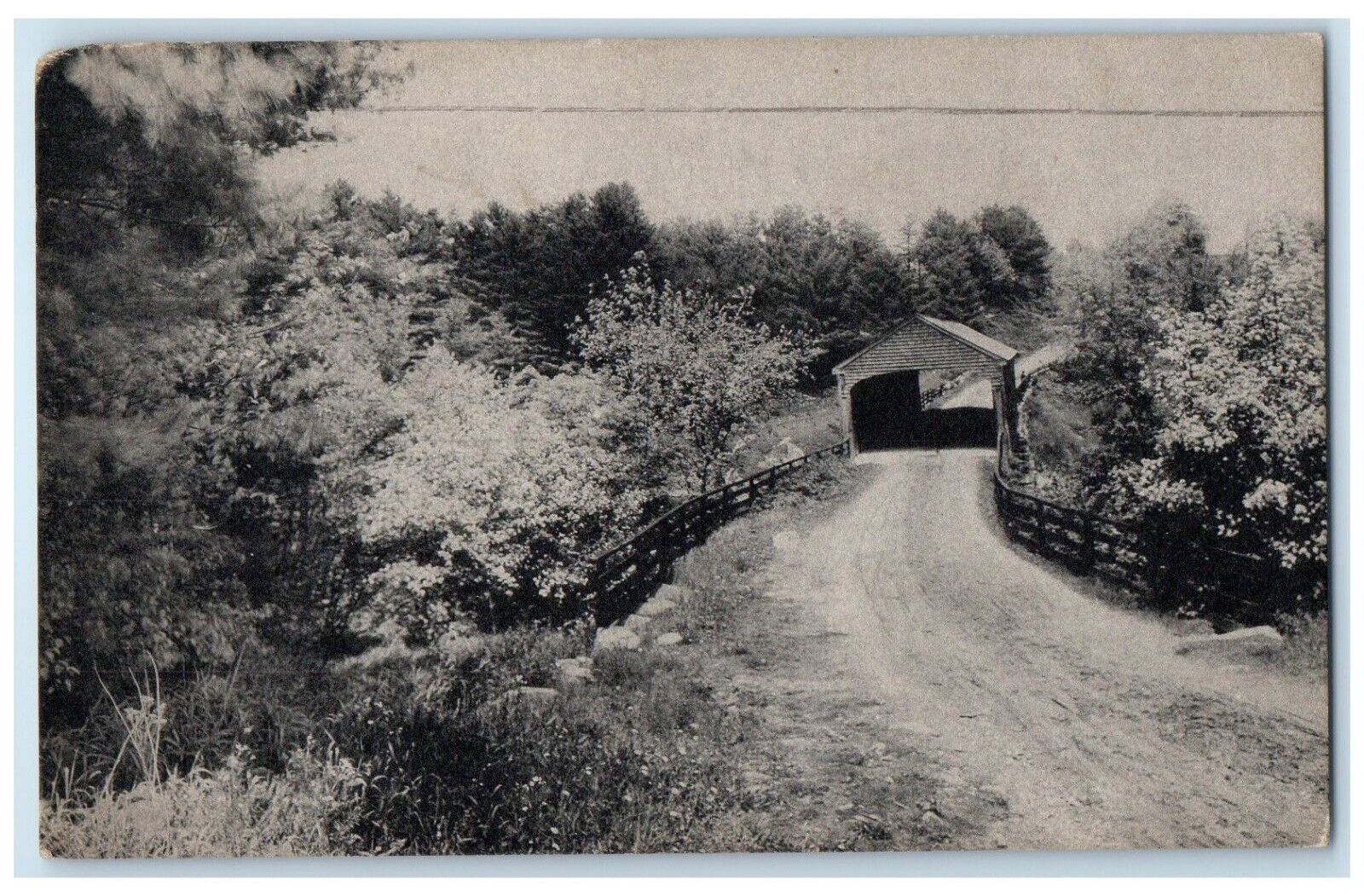 1937 Scenic View Road Old Covered Bridge Harrison Maine Antique Vintage Postcard