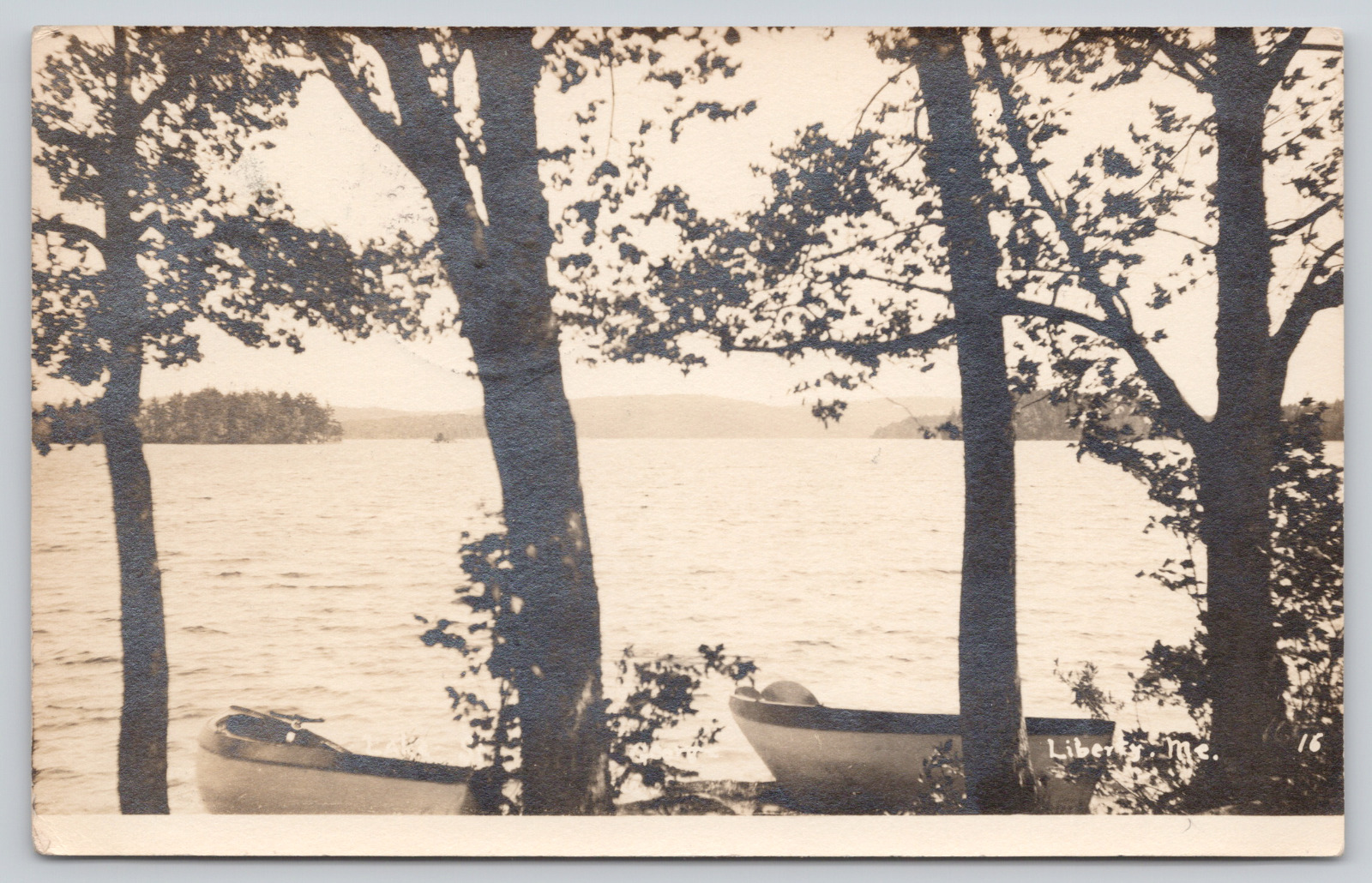 Rppc Liberty, Maine. 1908, Two Small Boats and Lake A640