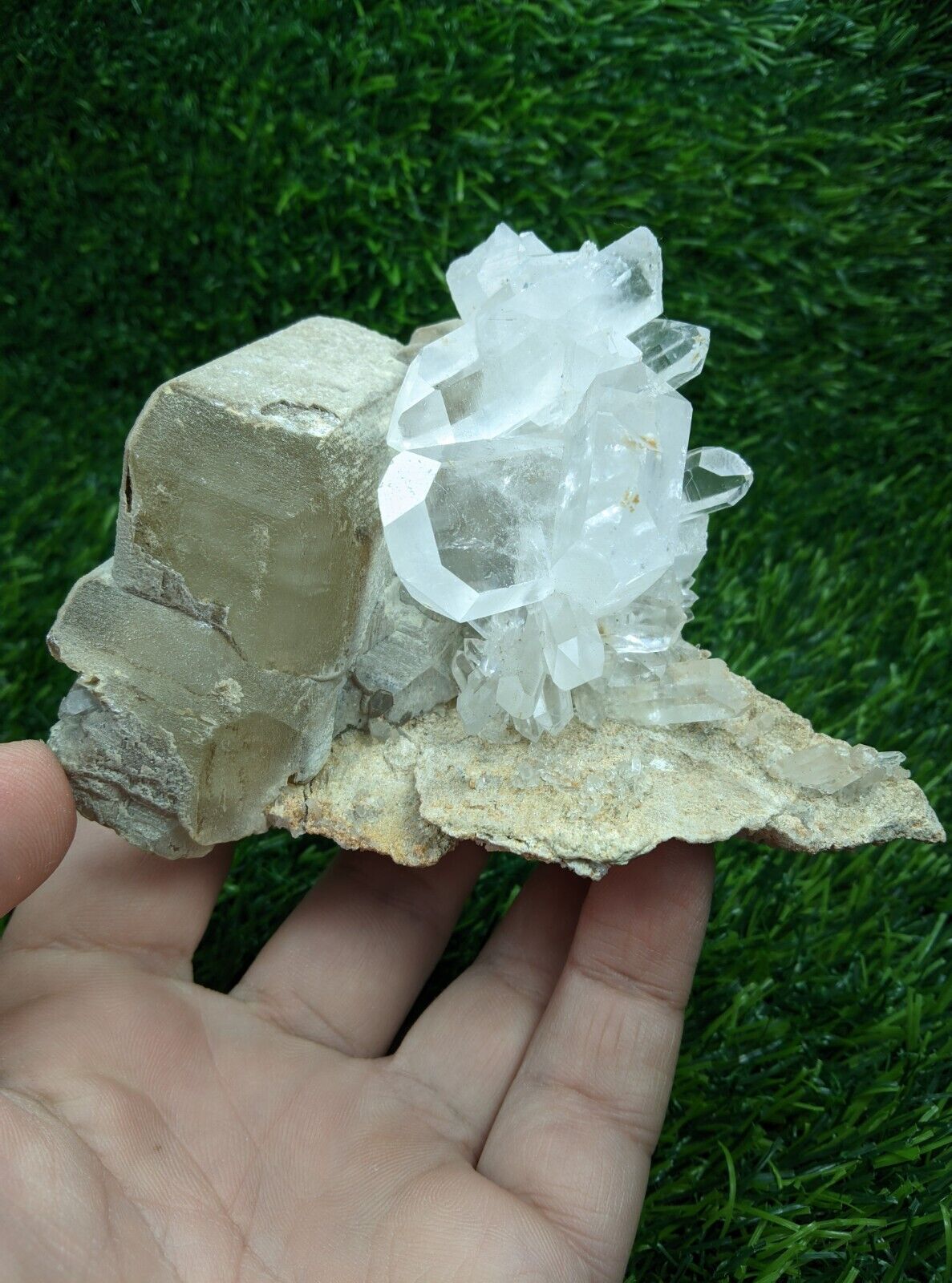 Quartz Cluster with Calcite Twin Crystals from Balochistan Pakistan 