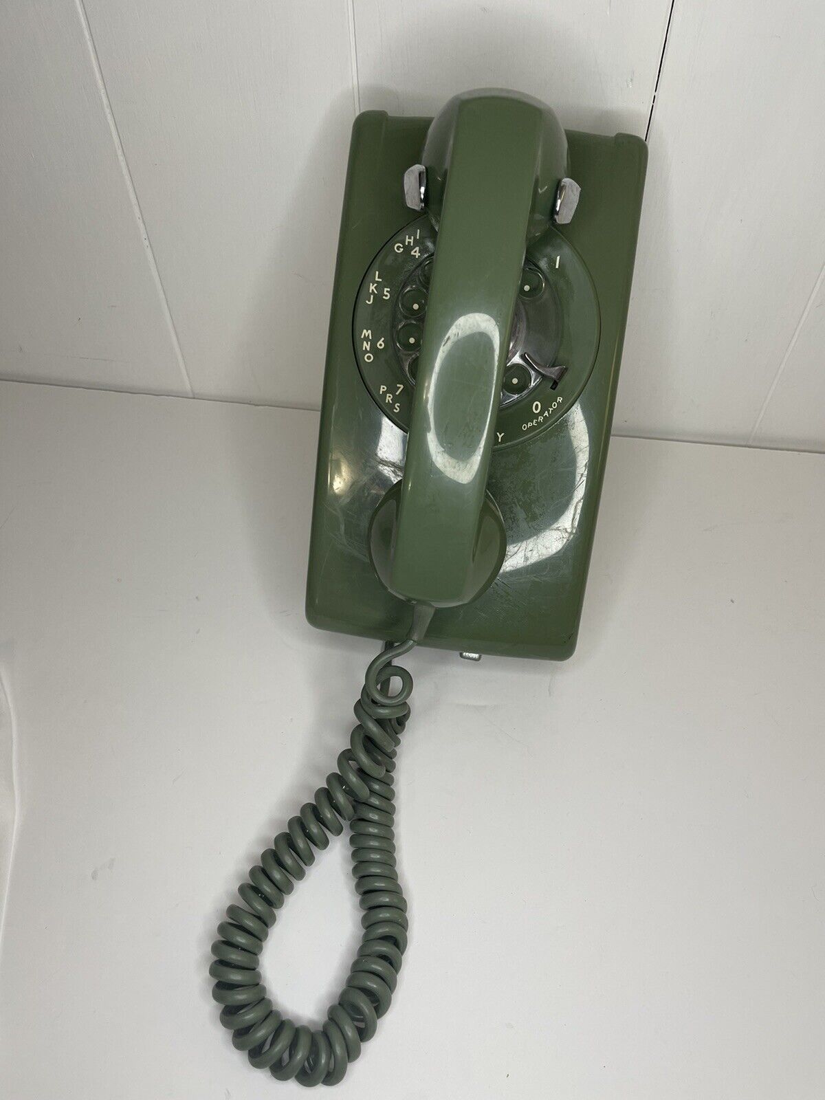 Vintage Western Electric Rotary Phone Wall Mount Avocado Green Not Tested