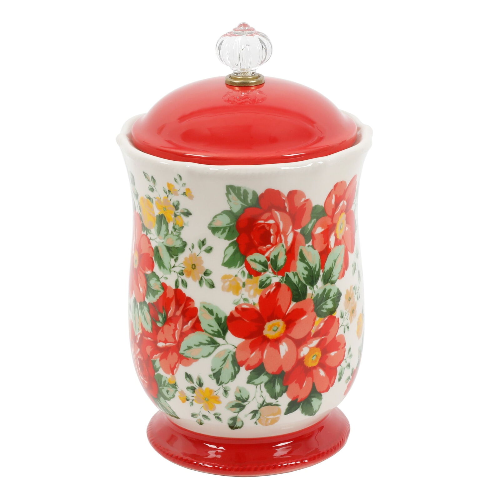 Vintage Floral Canister with Acrylic Knob, 10\