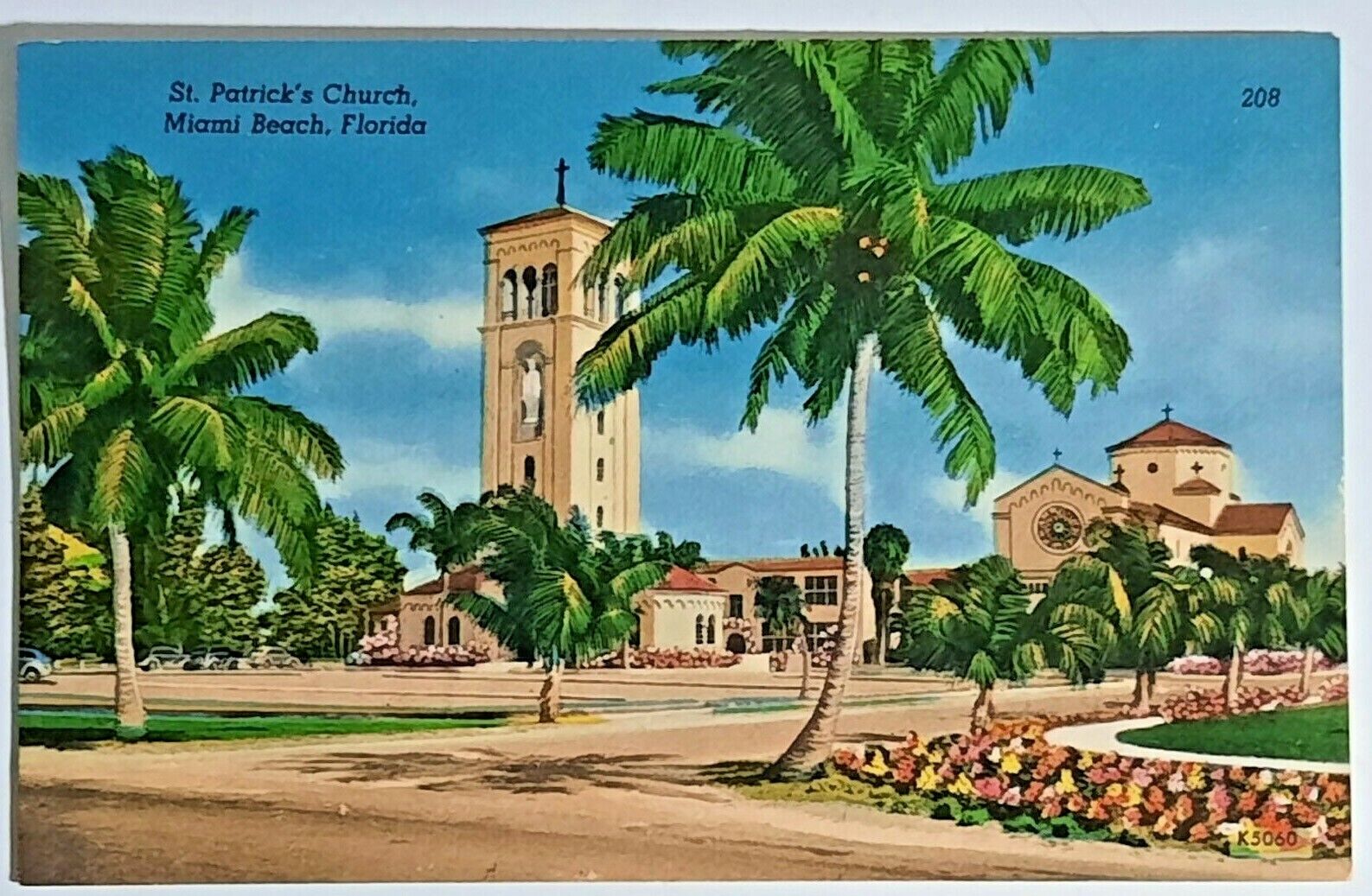 Vintage postcard ST. PATRICK'S CHURCH  MIAMI BEACH, FLORIDA unposted
