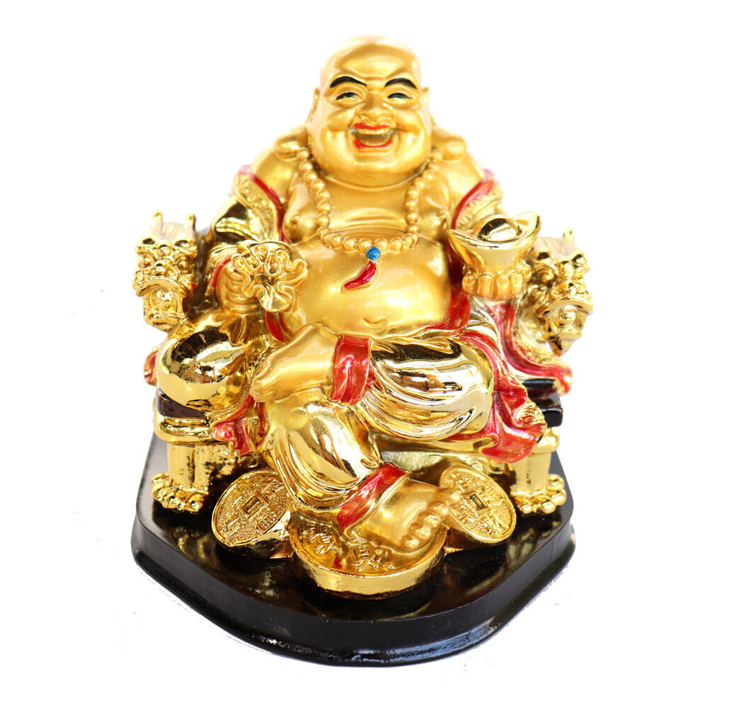 Golden Dragon Chair Buddha Statue