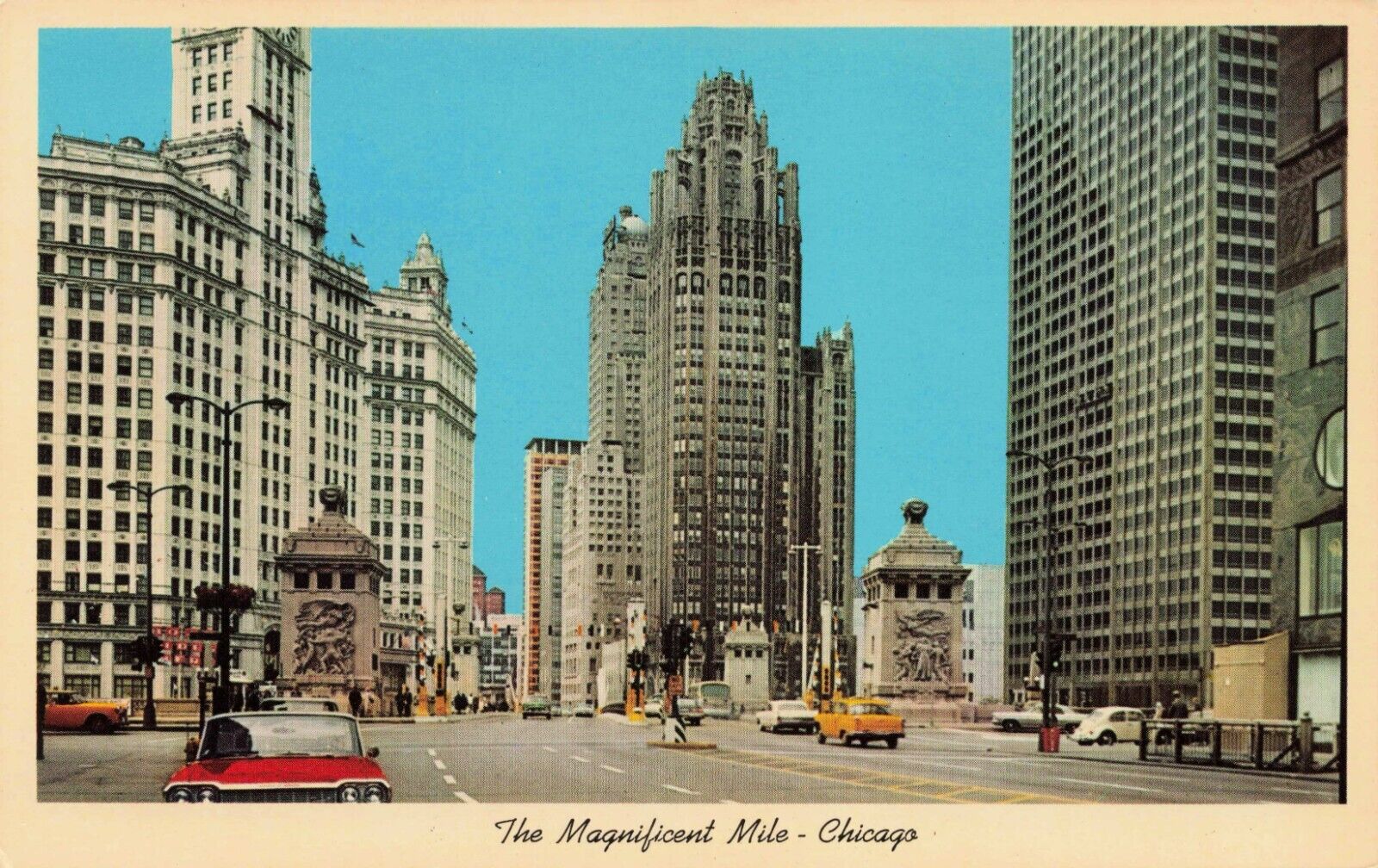 Postcard The Magnificent Mile, Looking North Chicago Illinois IL Vintage