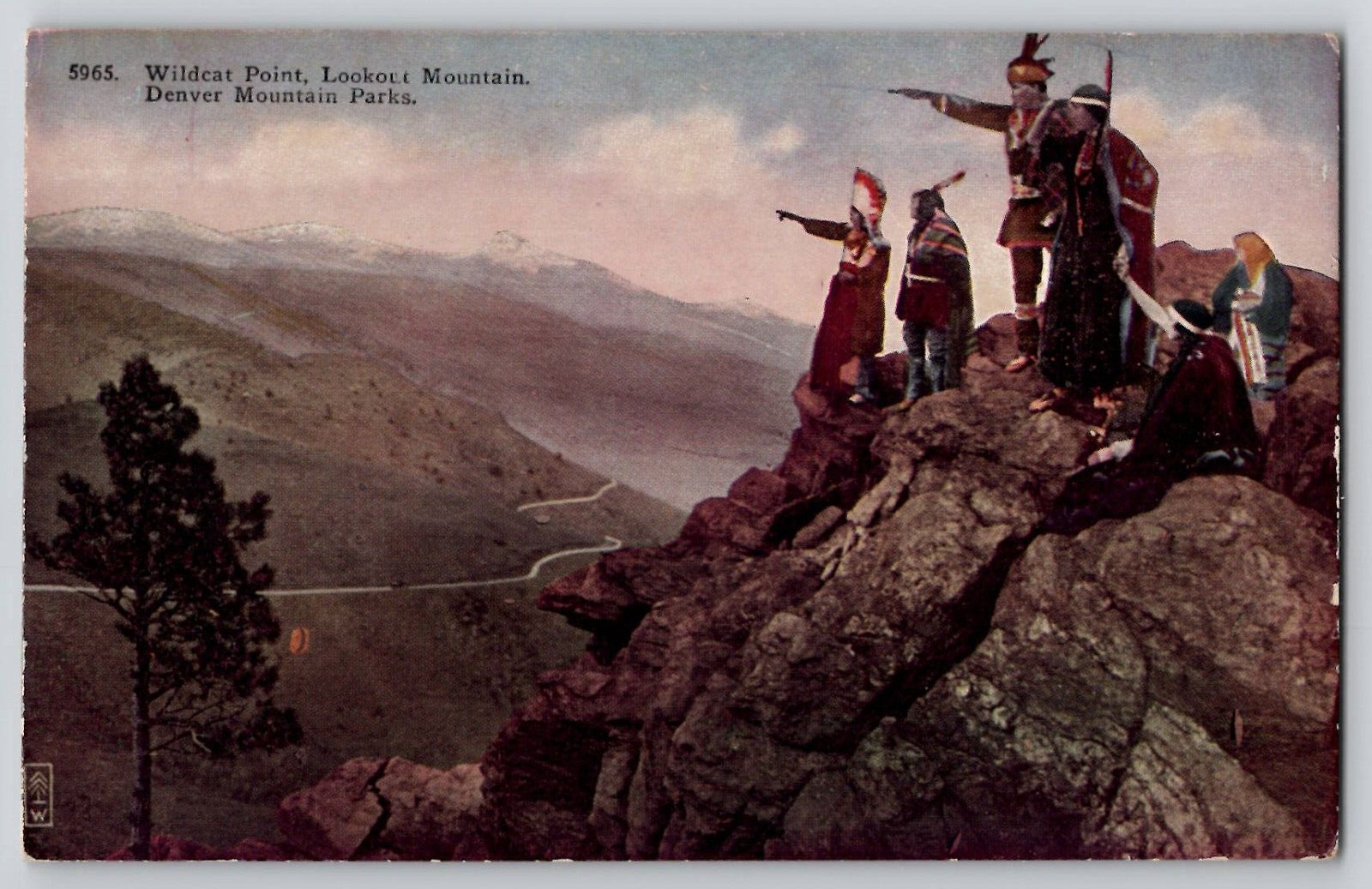 Native American Indians Wildcat Point Denver Mountain Parks Postcard c1910\'s