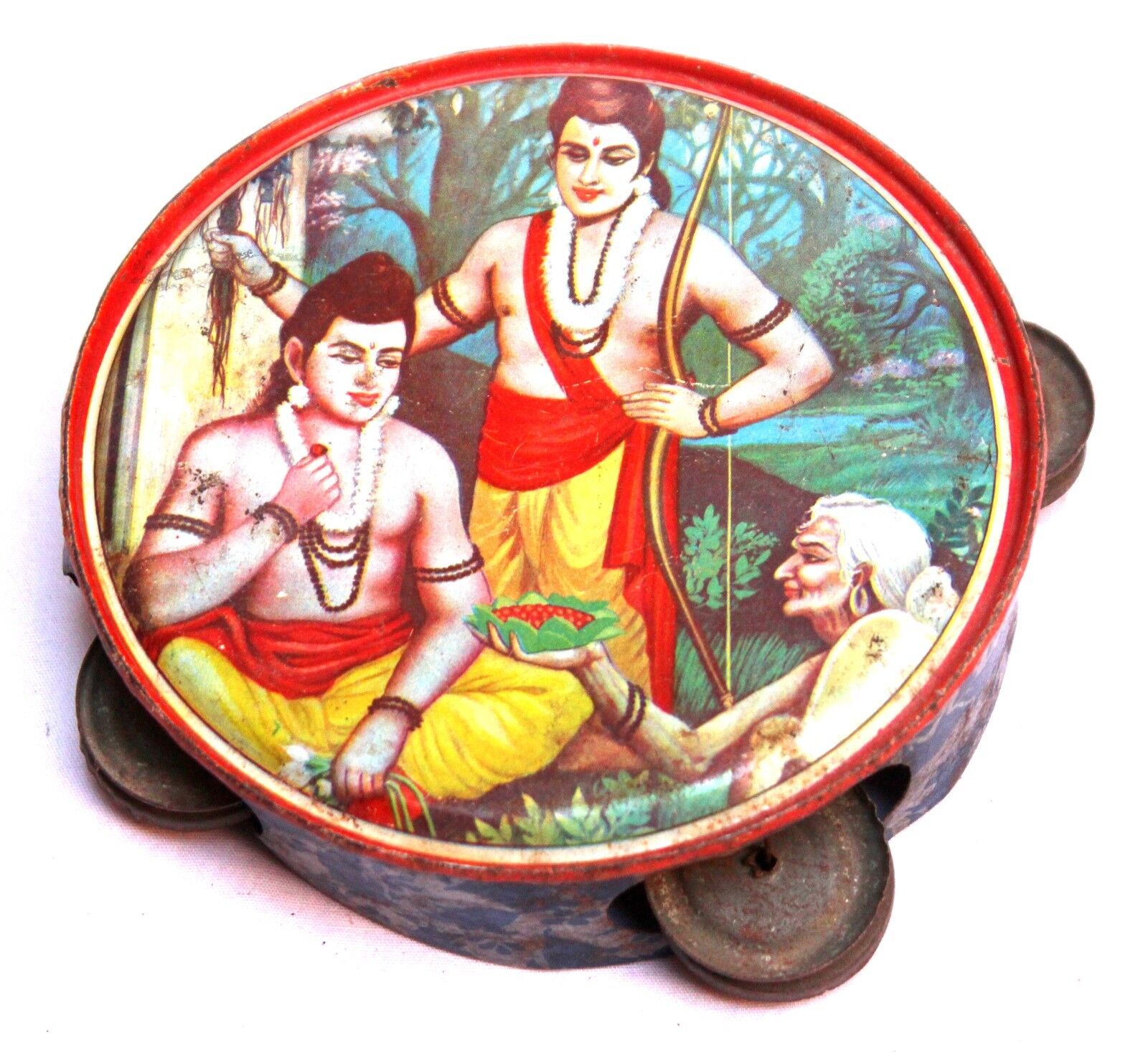 Indian Old Vintage Unique Shri Ram & Laxman Litho Print Musical Tin Toy Br 456