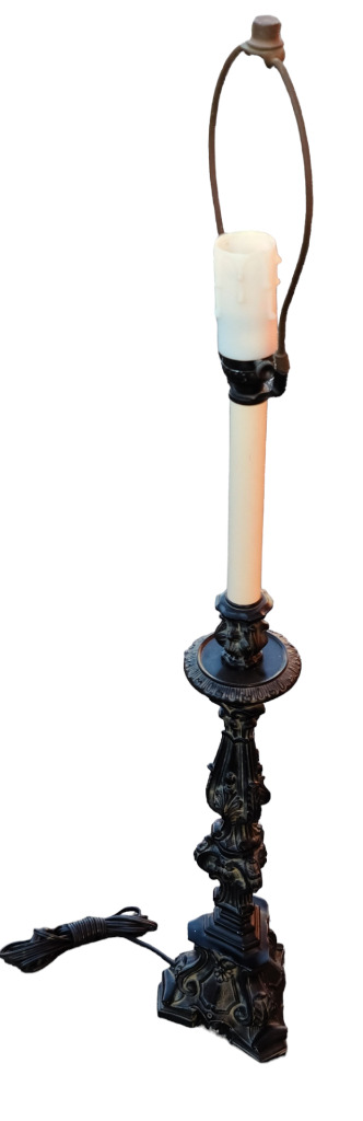 Beautiful Antique Cast Iron Table Lamp – GDC – WORKS – SLEEK BLACK FINISH