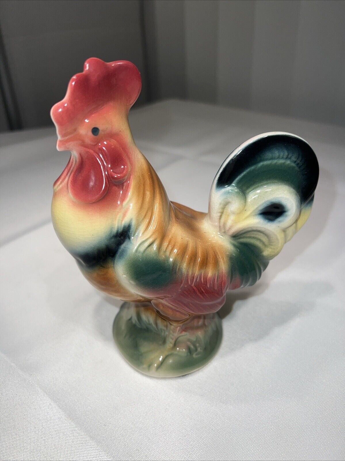 Vintage Country Rooster Ceramic Farmhouse 6 inch Chicken Figurine 9