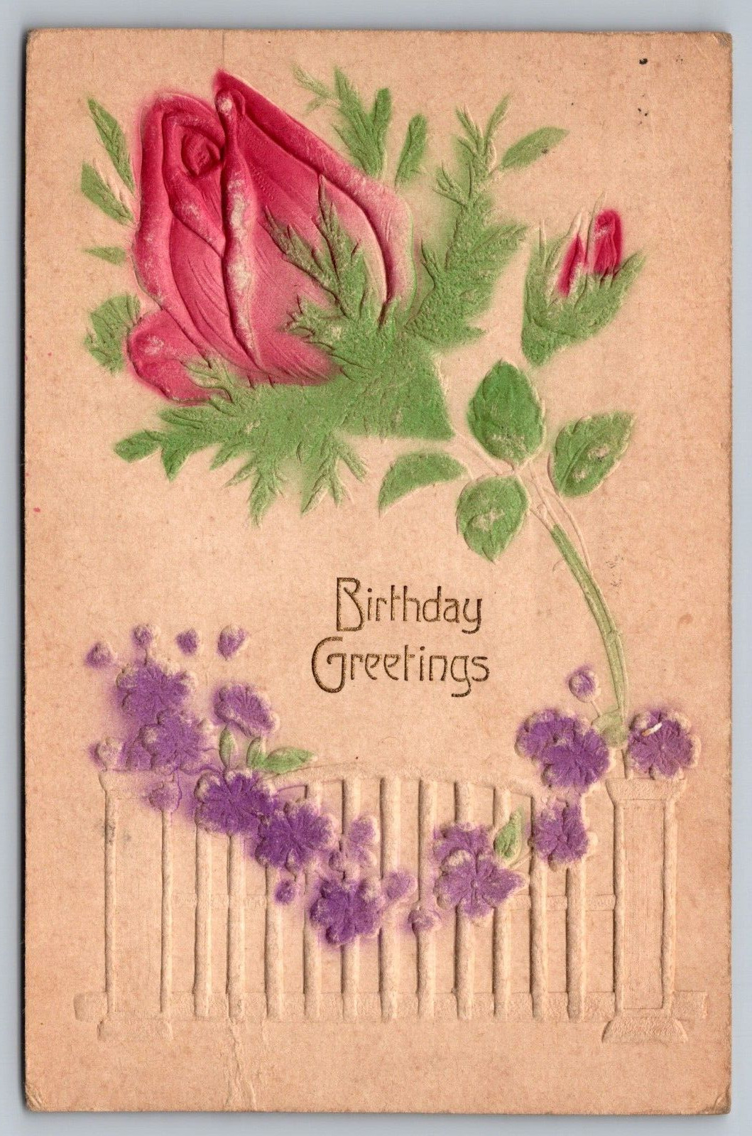 Birthday Greetings Antique Embossed German Postcard Early 1900s