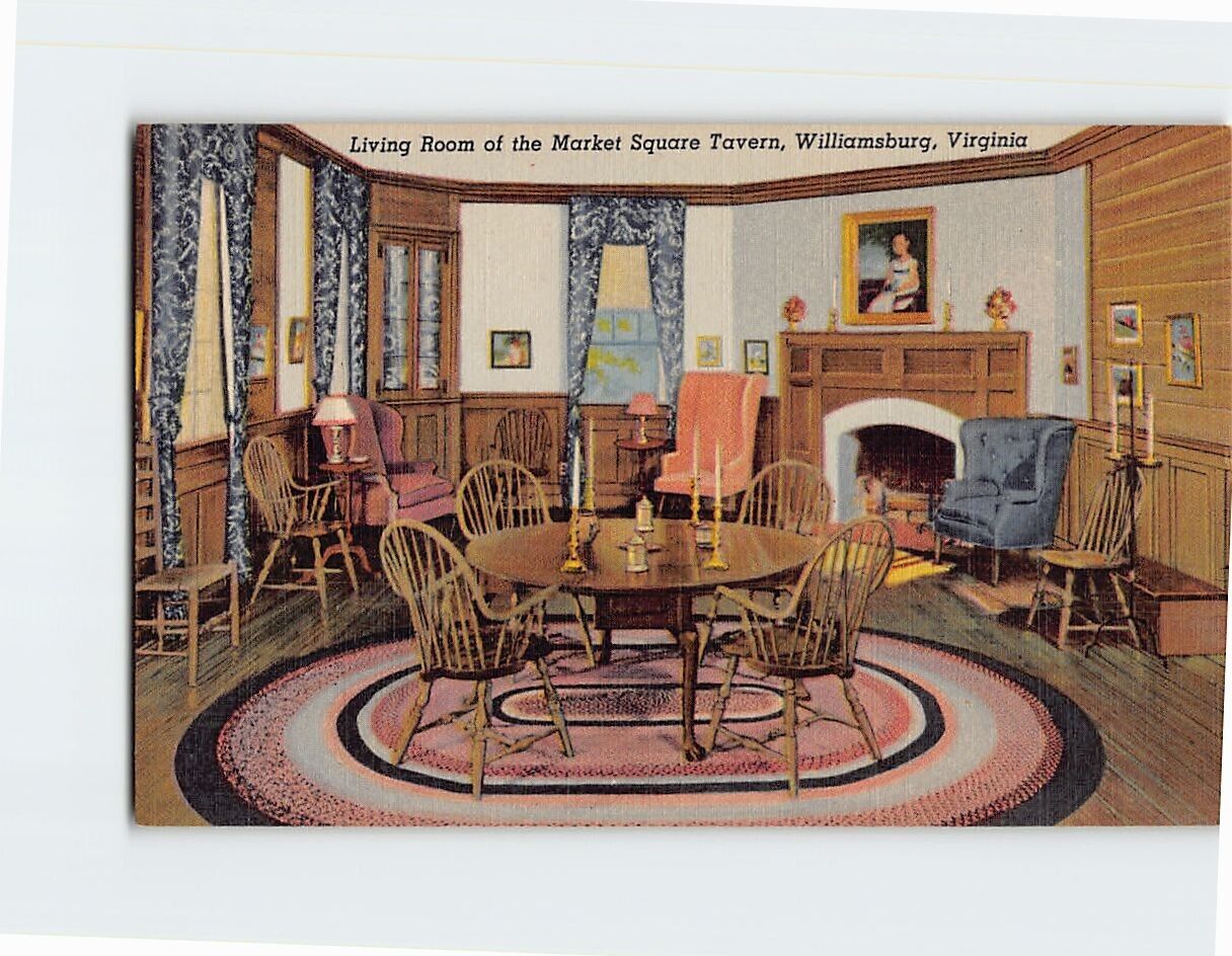 Postcard Living Room of Market Square Tavern Williamsburg Virginia USA