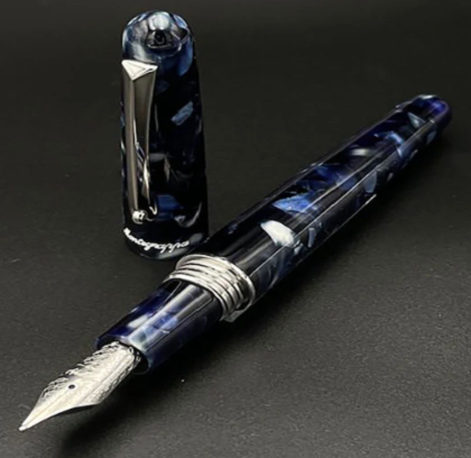 Montegrappa Elmo 01 Fountain Pen in Stonewash Blue Limited Edition - Fine -NEW