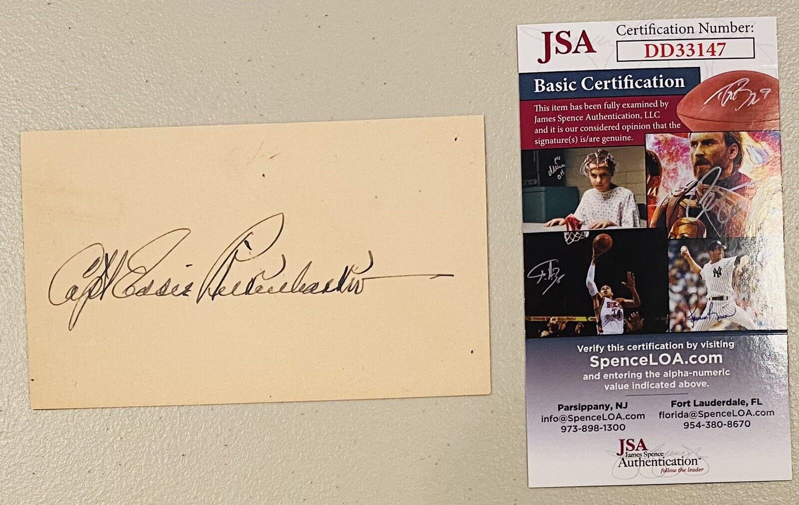 Eddie Rickenbacker Signed Autographed 3x5 Card JSA WWI Pilot Eastern Airlines